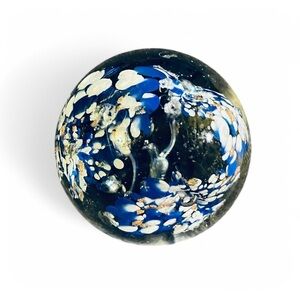 Glass Art Blue And White Paperweight Hand Blown